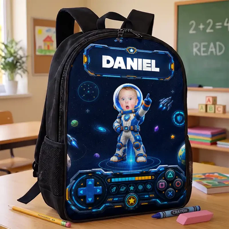 Custom Photo Little Space Explorer - Personalized Kids Backpack
