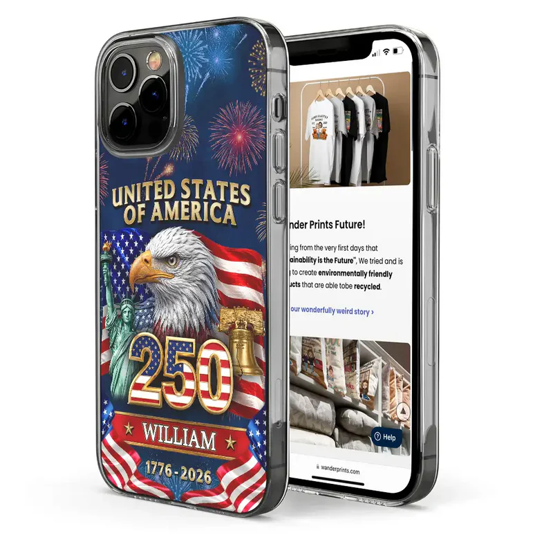 3D Effect America 250th Anniversary - Personalized Clear Phone Case
