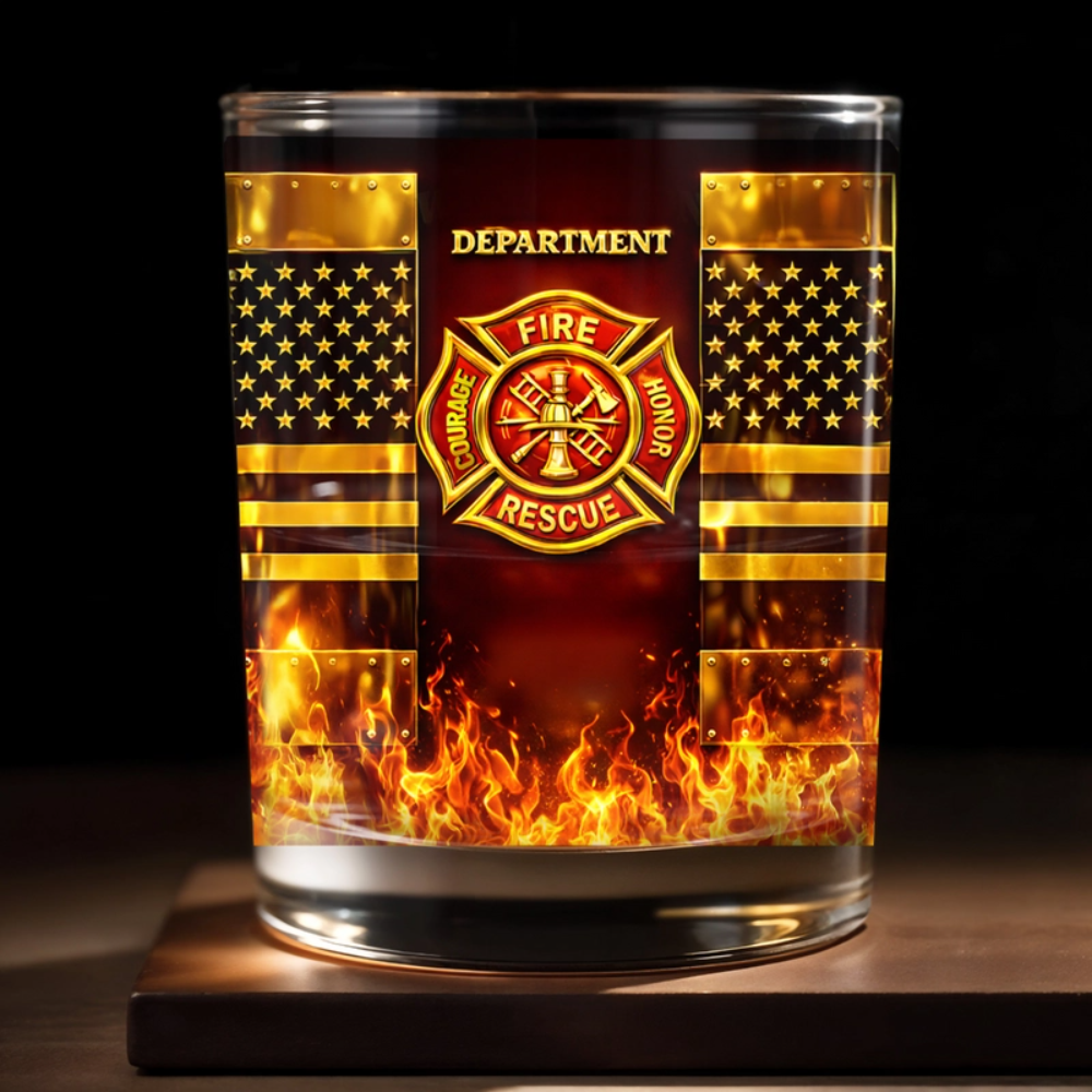 Fire Department Courage Honor Rescue, Whiskey Glass, Gift For Firefighters