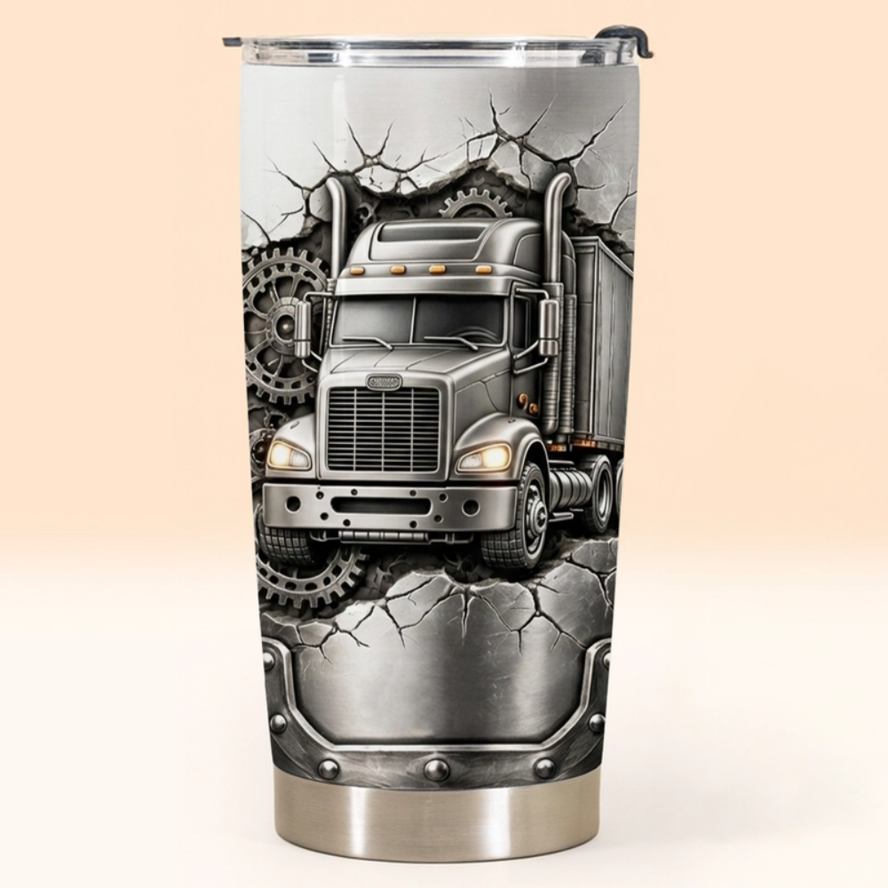 Rugged Truck With Gears, Personalized Tumbler, Gift For Truck Drivers