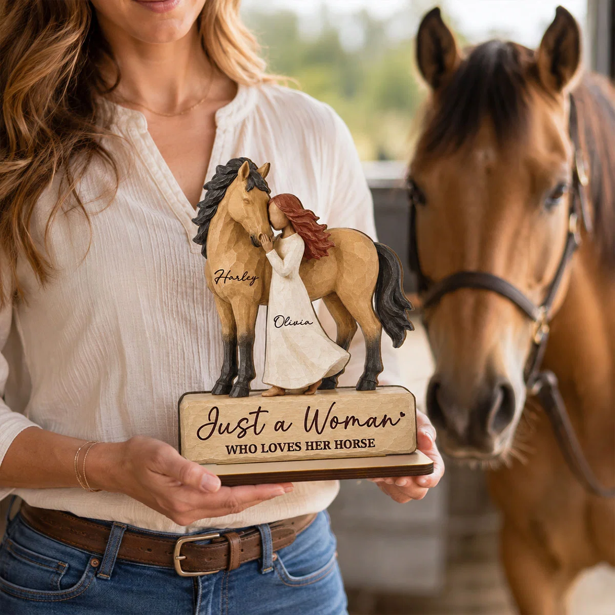 Just A Girl Who Loves Her Horse - Personalized 2 Layer Wooden Plaque