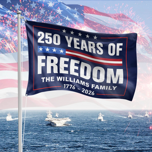 Custom Family Name 250 Years Of Freedom 1776-2026 4th Of July Double-Sided Flag