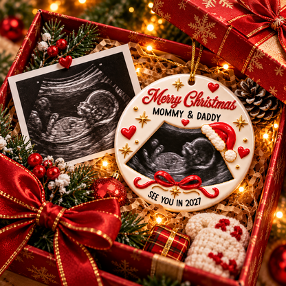 Ultrasound Photo Acrylic Christmas Ornament - Personalised Gifts for Parents-to-Be