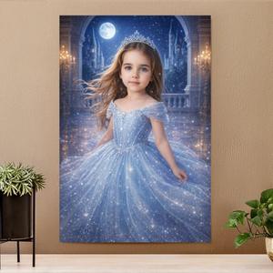 Personalized Princess Portrait Custom Fairy Tale Girl Poster Canvas