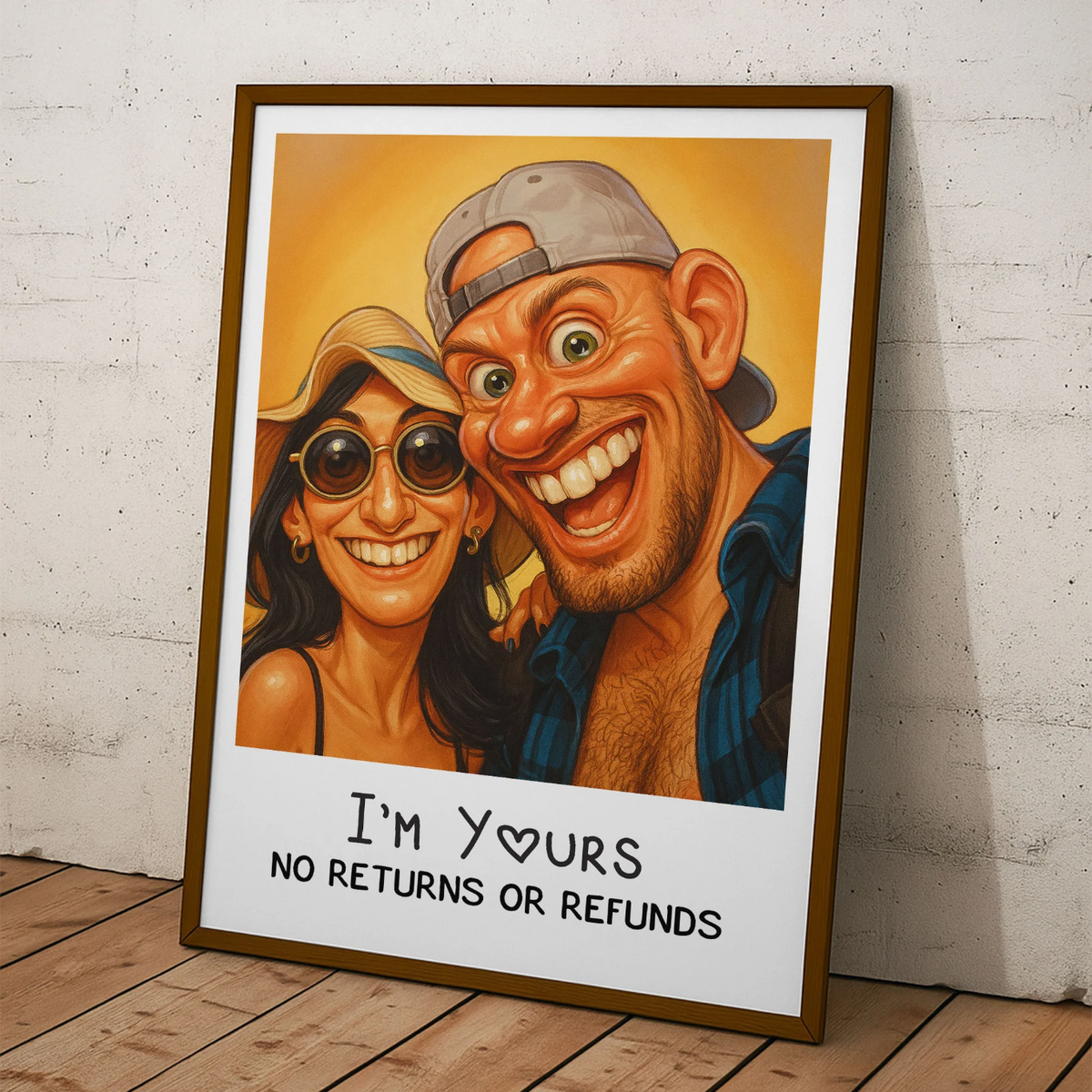 Caricature Wall Art For Funny Couples - Custom Cartoon Drawing From Photo - Personalized Photo Poster
