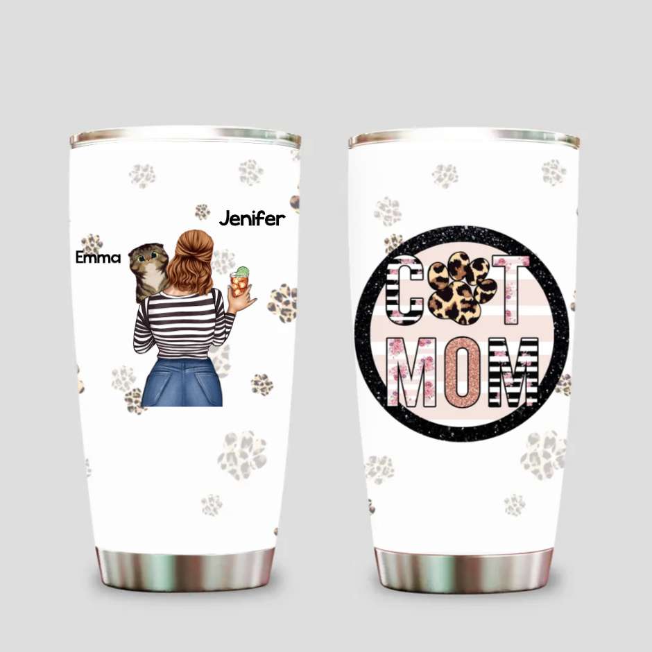 Witty Cat , Cat Mom Personalized Tumbler Birthday Mother's Day Gift For Mom, Dog Mom