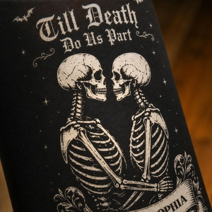 Till Death Do Us Part Skeleton Couple Black Theme - Personalized LED Candle - Halloween Decor For Couple