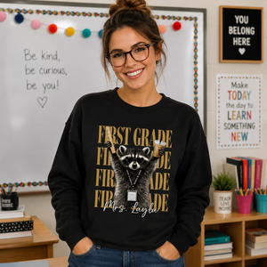 Grade Level Funny Raccoon Teacher - Personalized Shirt - Back To School Gift