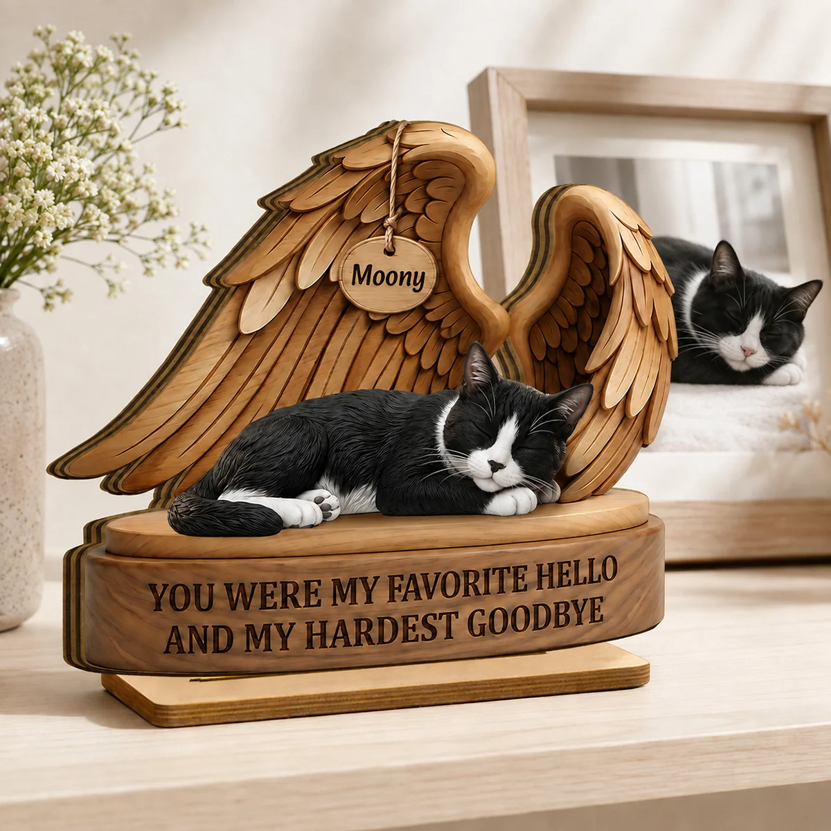 My Favorite Hello and Hardest Goodbye Pet Memorial - Personalized 2-Layered Wooden Plaque