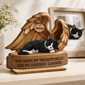 My Favorite Hello and Hardest Goodbye Pet Memorial - Personalized 2-Layered Wooden Plaque