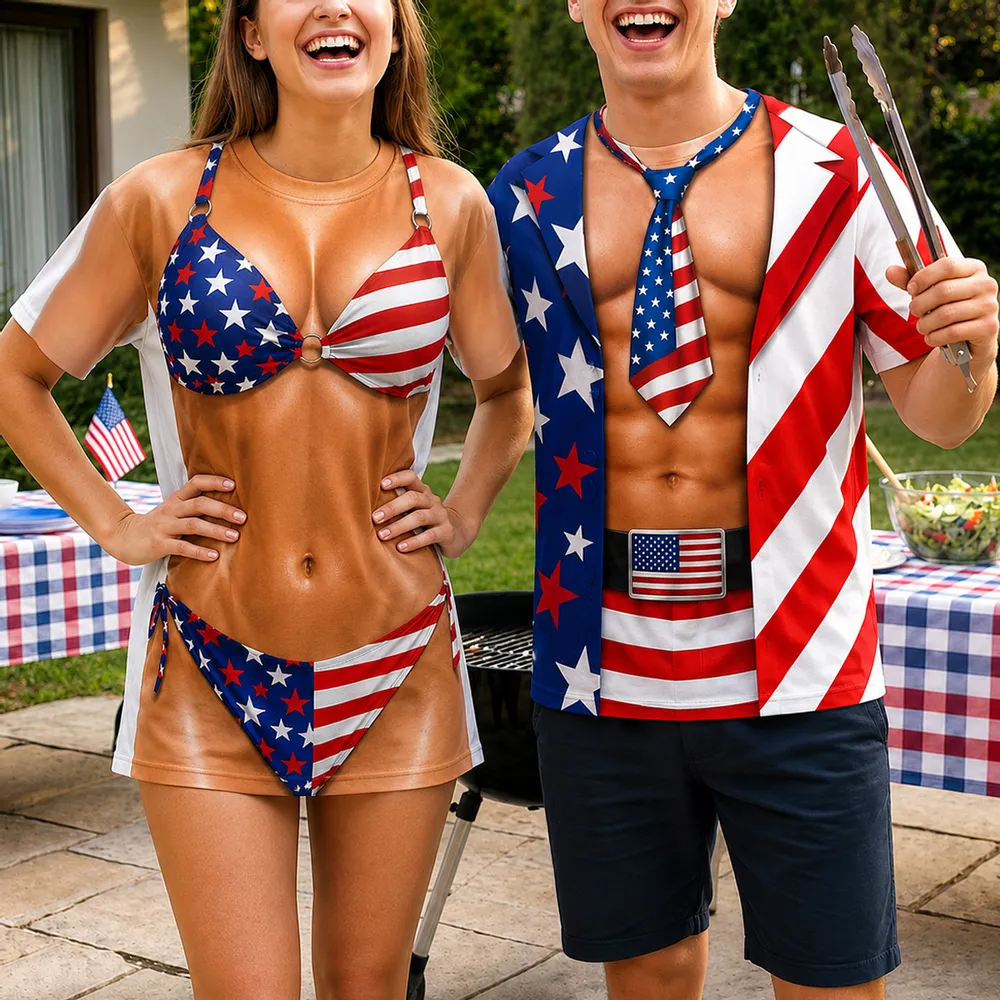 Independence Day Couple - Personalized Custom All-over-print T-shirt