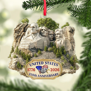 Personalized 250 Years Mount Rushmore Acrylic Ornament | Custom Name USA 250th Christmas Ornament