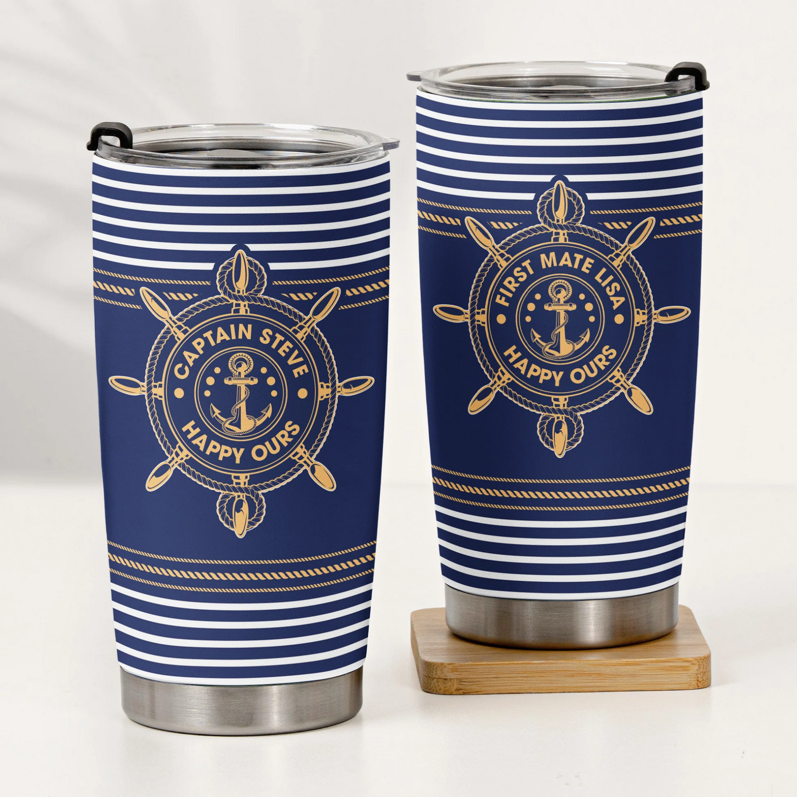 Captain, First Mate, Boat Name - Personalized Tumbler Cup