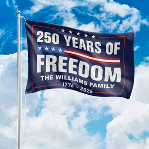 Custom Family Name 250 Years Of Freedom 1776-2026 4th Of July Double-Sided Flag