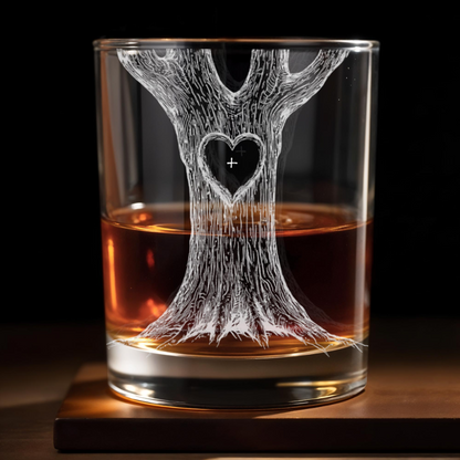 Celebrate Your Love With Our Tree Design Custom Whiskey Glass, Gift for Couples