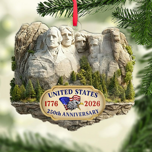 Personalized 250 Years Mount Rushmore Acrylic Ornament | Custom Name USA 250th Christmas Ornament