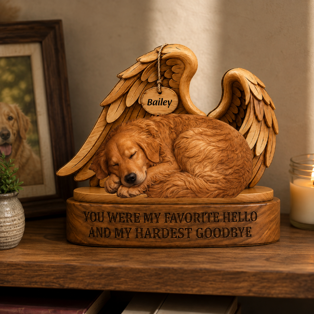 My Favorite Hello and Hardest Goodbye Pet Memorial - Personalized 2-Layered Wooden Plaque