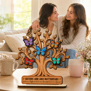 Sisters Besties Are Like Butterflies 2D Flat - Personalized Wooden Plaque - Gift For Besties, Sisters
