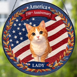 America 250th Anniversary Pet - Upload Photo Stained Glass Suncatcher t_ixu_ng_87dd30a6-6b32-4310-a6b6-04ffc0d29724.png