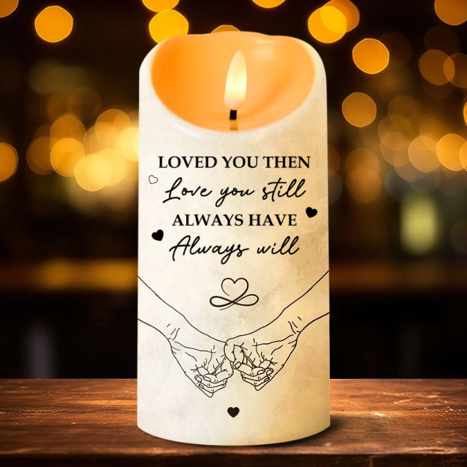 Heartfelt Personalized LED Candle for Couples: 'First Kiss Last Breath'