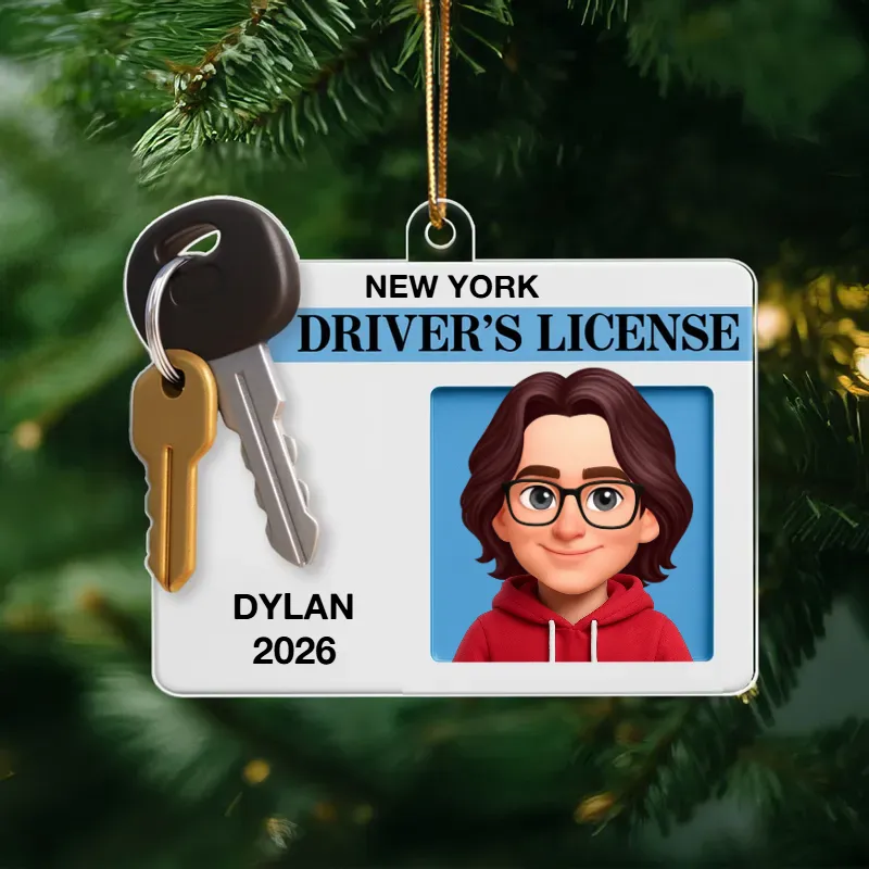 Driver's License 3D Effect - Personalized Acrylic Ornament - Christmas Gift For New Drivers, Teen Boy Teen Girl
