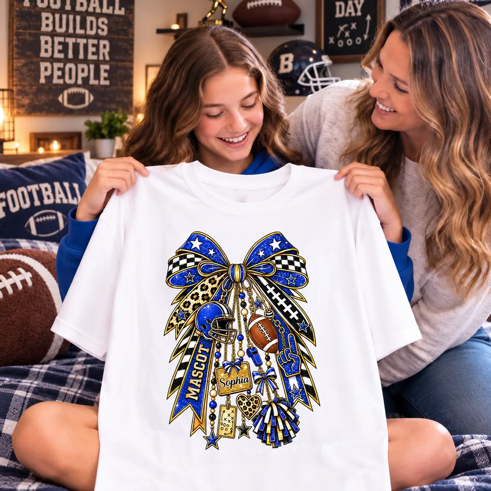 Custom School Spirit Charm Bow - Personalized Shirt
