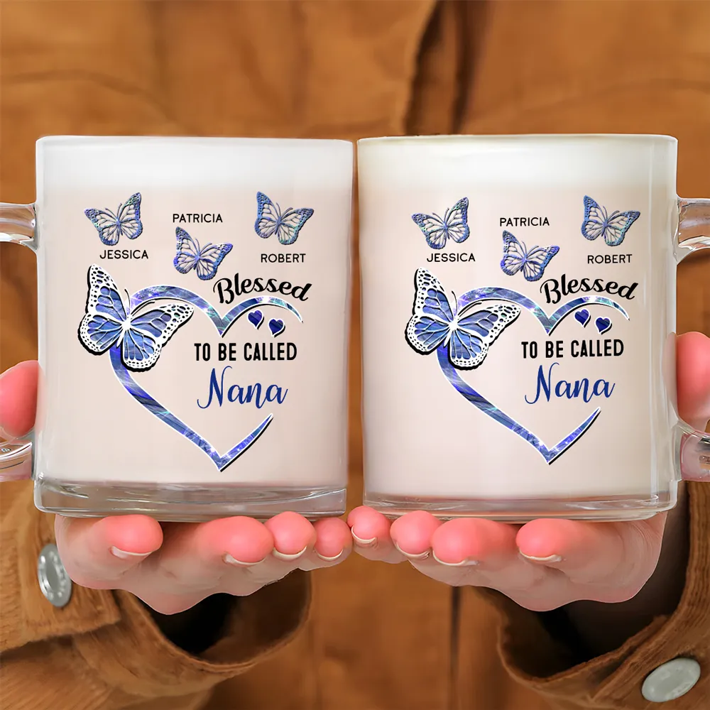 Blessed To Be Called Mama - Personalized Glass Mug - Gift For Mom, Nana, Gift For Her, Mother's Day Gift