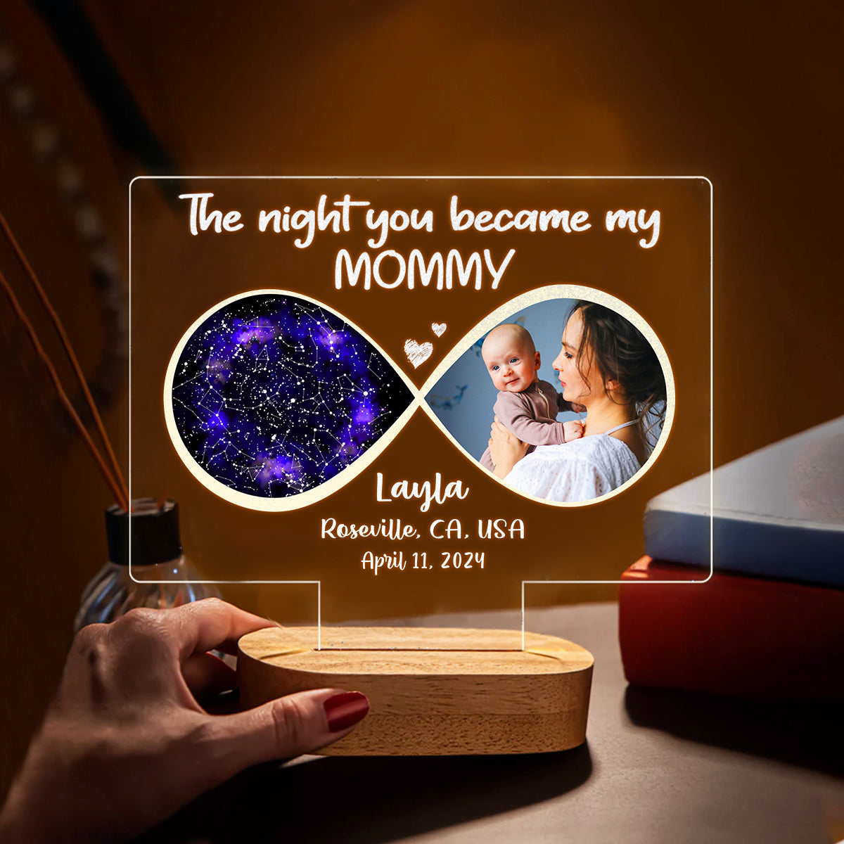 The Night You Became My Mommy Custom Star Map Led Light, Mother s Day Gifts For First Time Moms, Good Gifts For New Moms From Husband