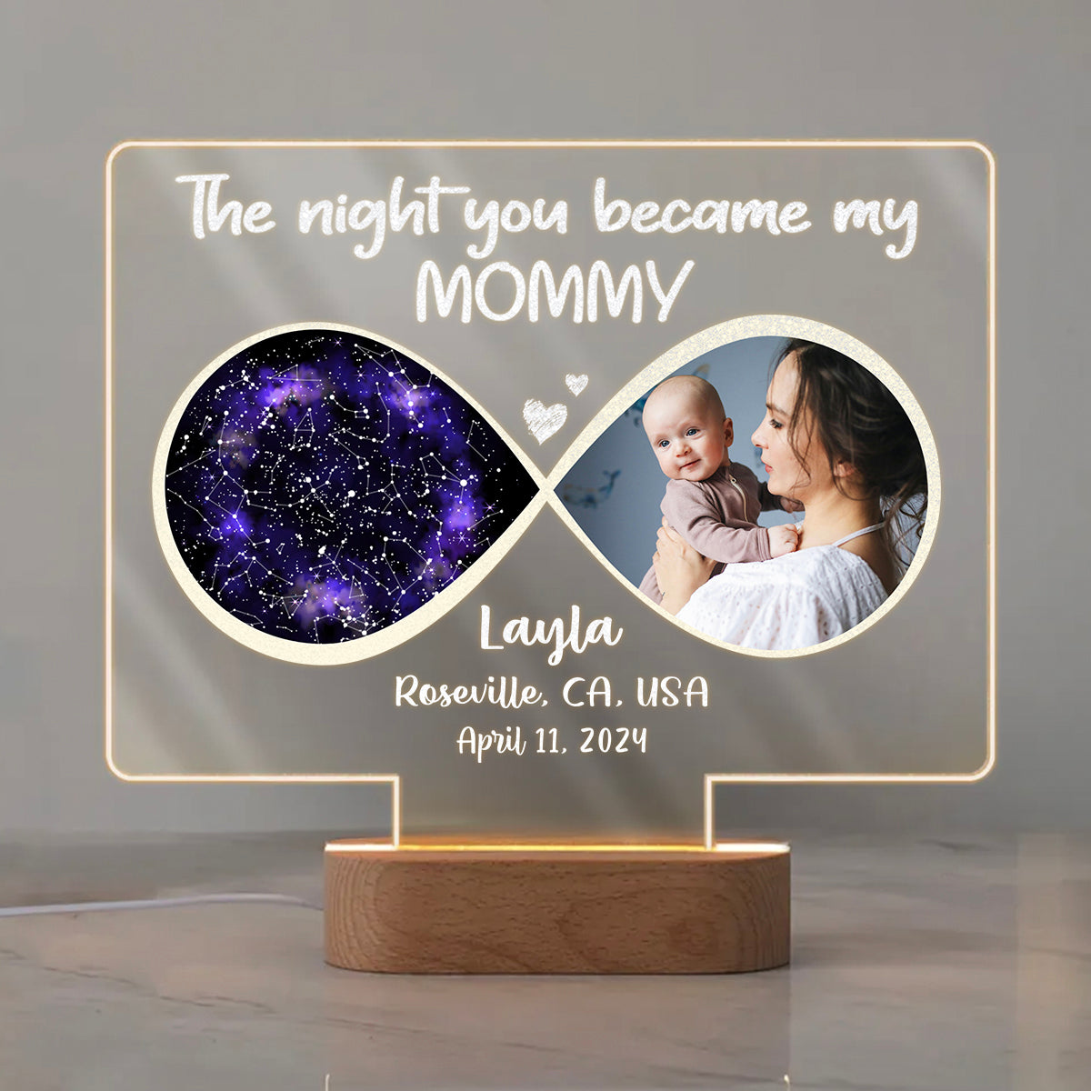 The Night You Became My Mommy Custom Star Map Led Light, Mother s Day Gifts For First Time Moms, Good Gifts For New Moms From Husband