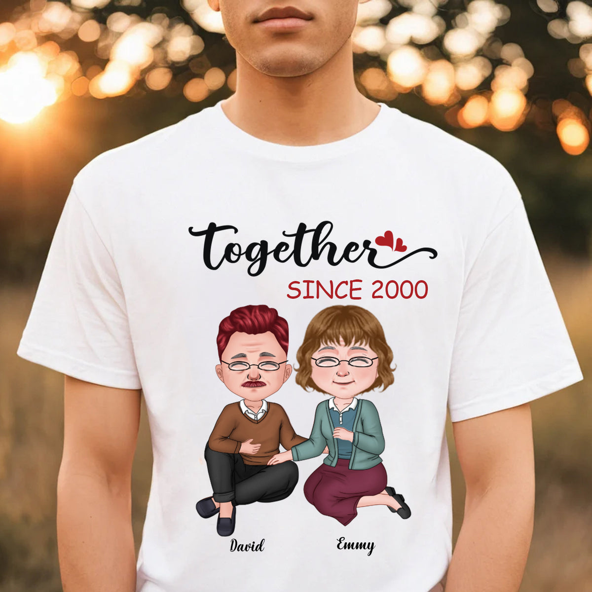 Personalized T-Shirt for Wife Husband from Lover Wife Old Couple Together Since Year Custom Name & Year Gifts for Anniversary Shirt Gifts for Christmas Multi Color
