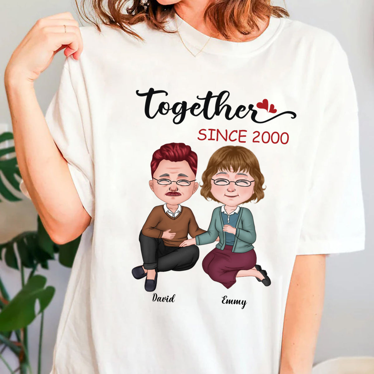 Personalized T-Shirt for Wife Husband from Lover Wife Old Couple Together Since Year Custom Name & Year Gifts for Anniversary Shirt Gifts for Christmas Multi Color