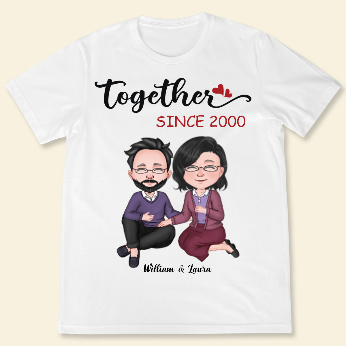 Personalized T-Shirt for Wife Husband from Lover Wife Old Couple Together Since Year Custom Name & Year Gifts for Anniversary Shirt Gifts for Christmas Multi Color