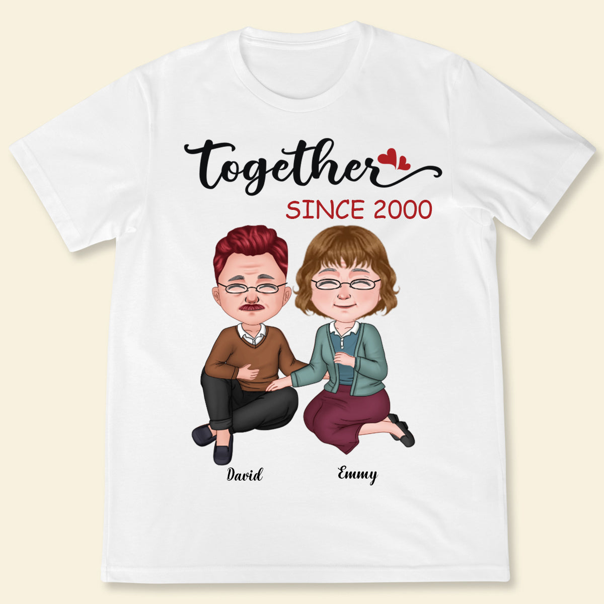 Personalized T-Shirt for Wife Husband from Lover Wife Old Couple Together Since Year Custom Name & Year Gifts for Anniversary Shirt Gifts for Christmas Multi Color