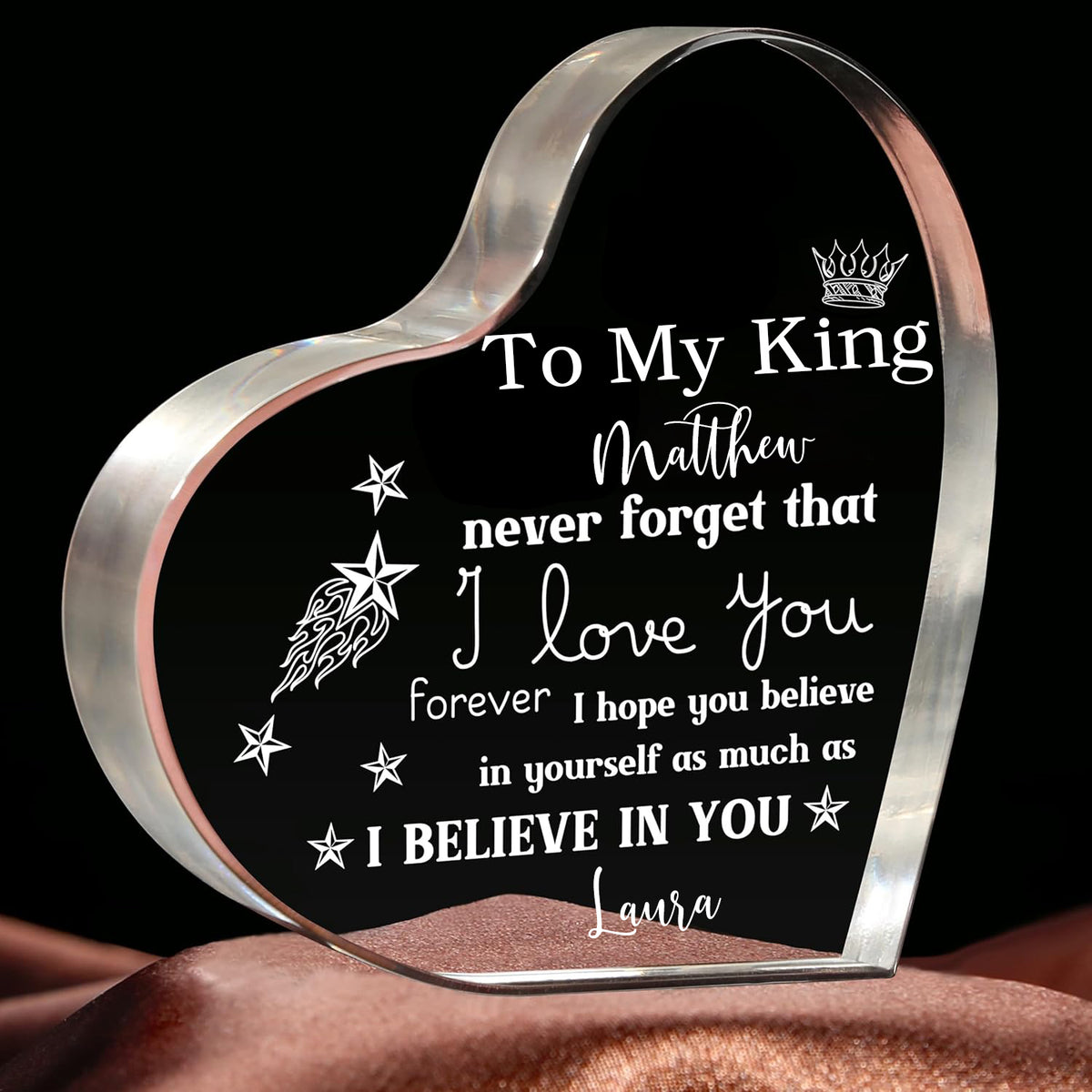 Gifts for Boyfriend, I Love You Gifts for Him, Men's Anniversary Heart Shaped Acrylic Block - Birthday Gifts for Him Boyfriend Husband, Valentines Day Gifts