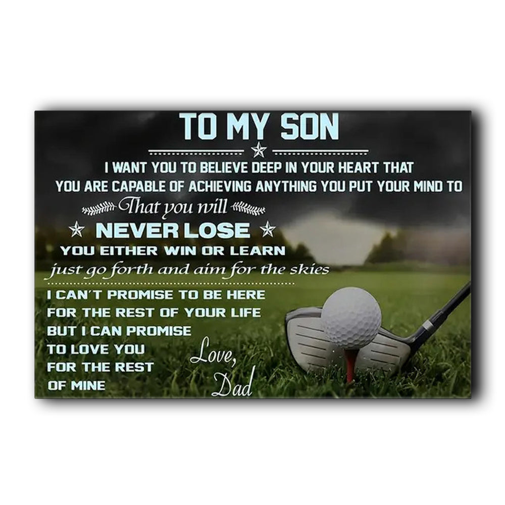 To My Son Father s Blessing to Son, Inspirational Message with Golf Theme Print for Living Room, Bedroom, Office Decor