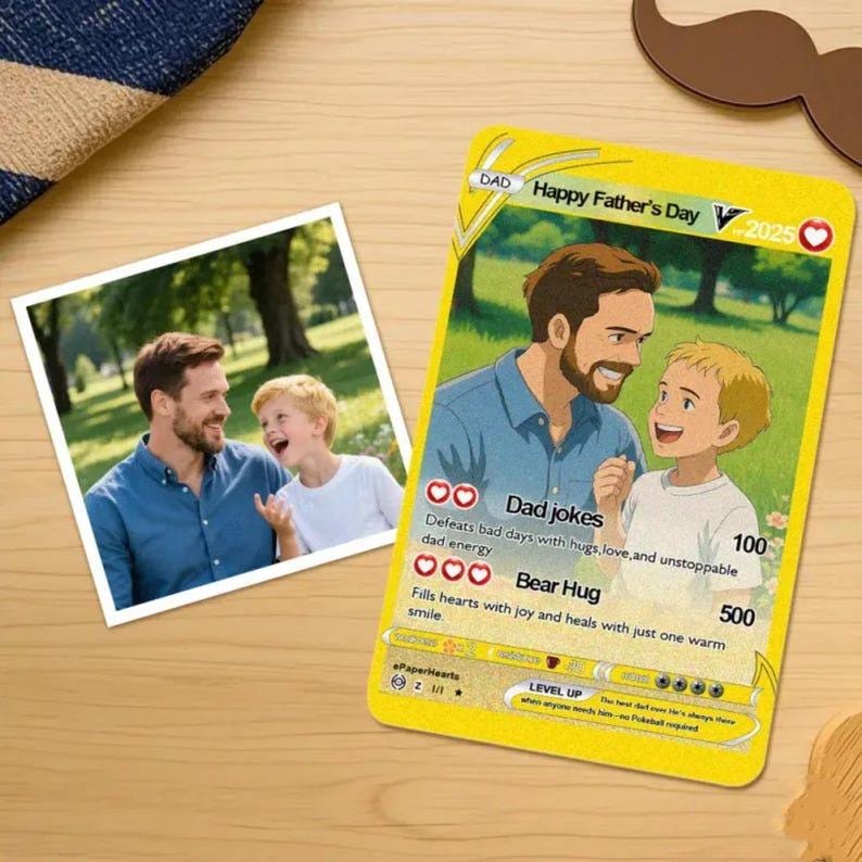 Father’s Day Custom Trainer Card – Personalized Anime-Style Trading Card Gift for Dad