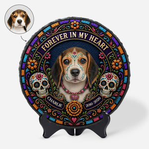 Personalized Forever in My Heart Cat Photo Memorial Garden Stone - Day of the Dead Gifts