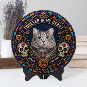 Personalized Forever in My Heart Cat Photo Memorial Garden Stone - Day of the Dead Gifts