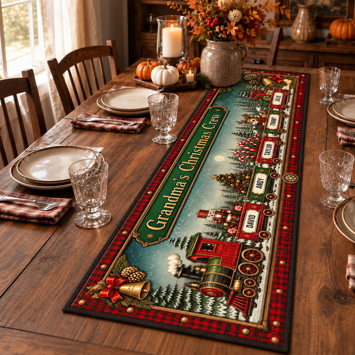 Christmas Train Family - Personalized Runner Rug