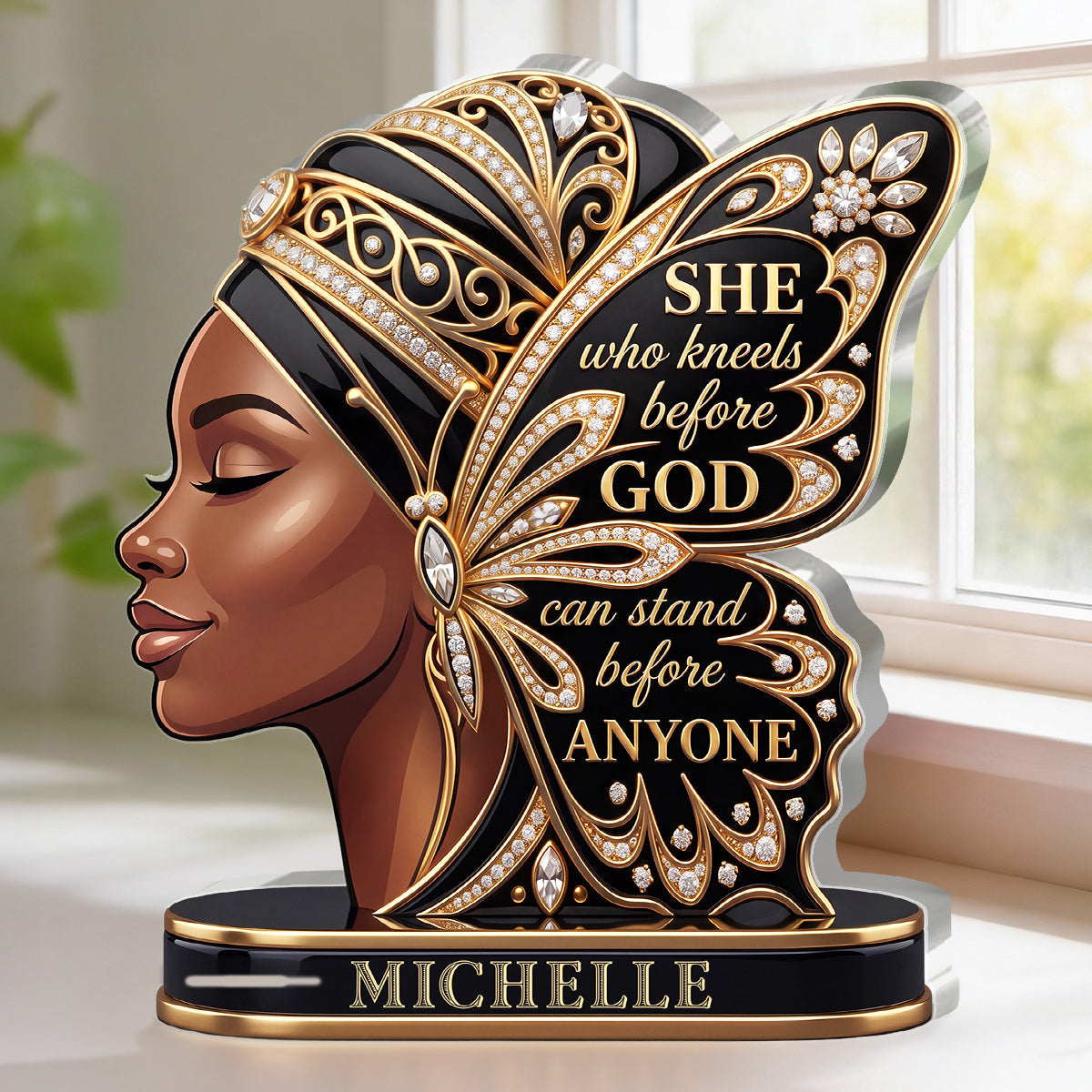 She Who Kneels Before God Butterfly - Personalized Custom Shaped Acrylic Plaque