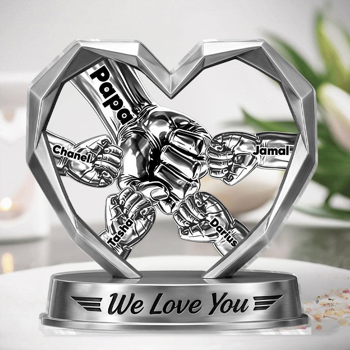 We Love You - Personalized Custom Shaped Acrylic Plaque Daddy s Team Acrylic Plaque Custom Gift for Dad, Custom Shaped Family Keepsake Decor