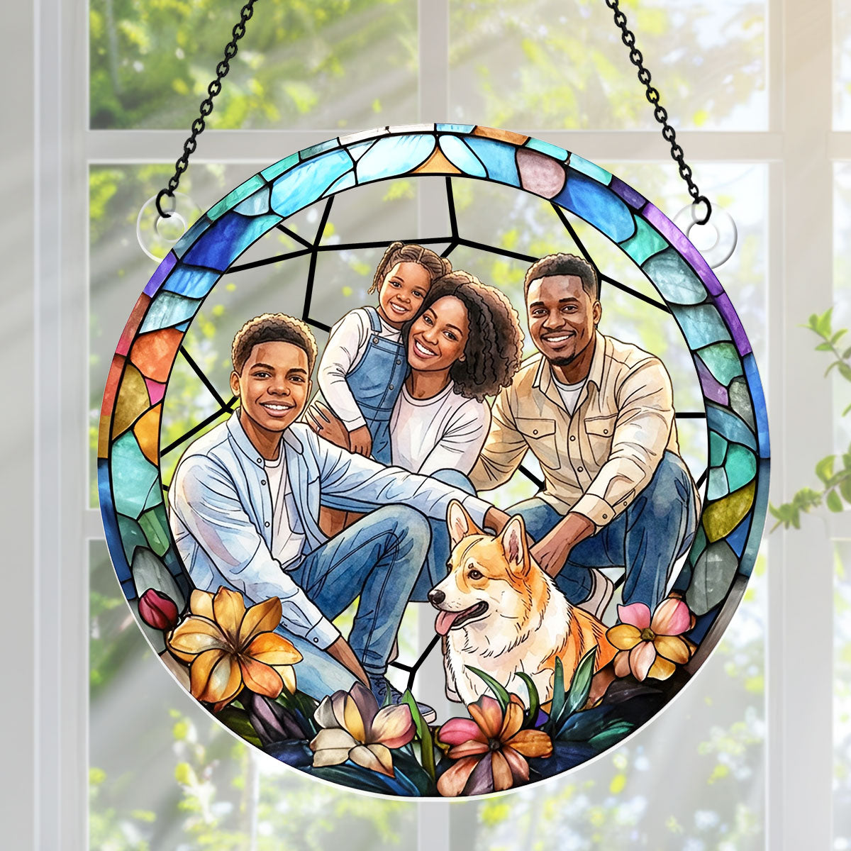 Custom Photo Style Suncatcher For Family And Bestie - Personalized Acrylic Suncatcher