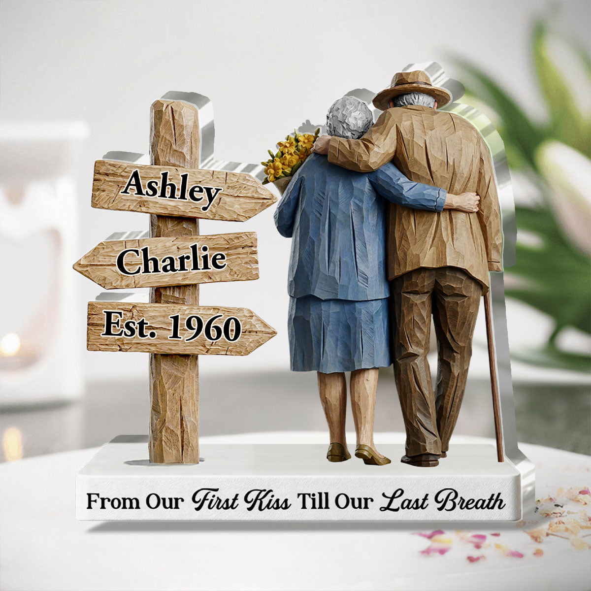 From Our First Kiss Till Our Last Breath - Personalized Custom Shaped Squared Acrylic Plaque
