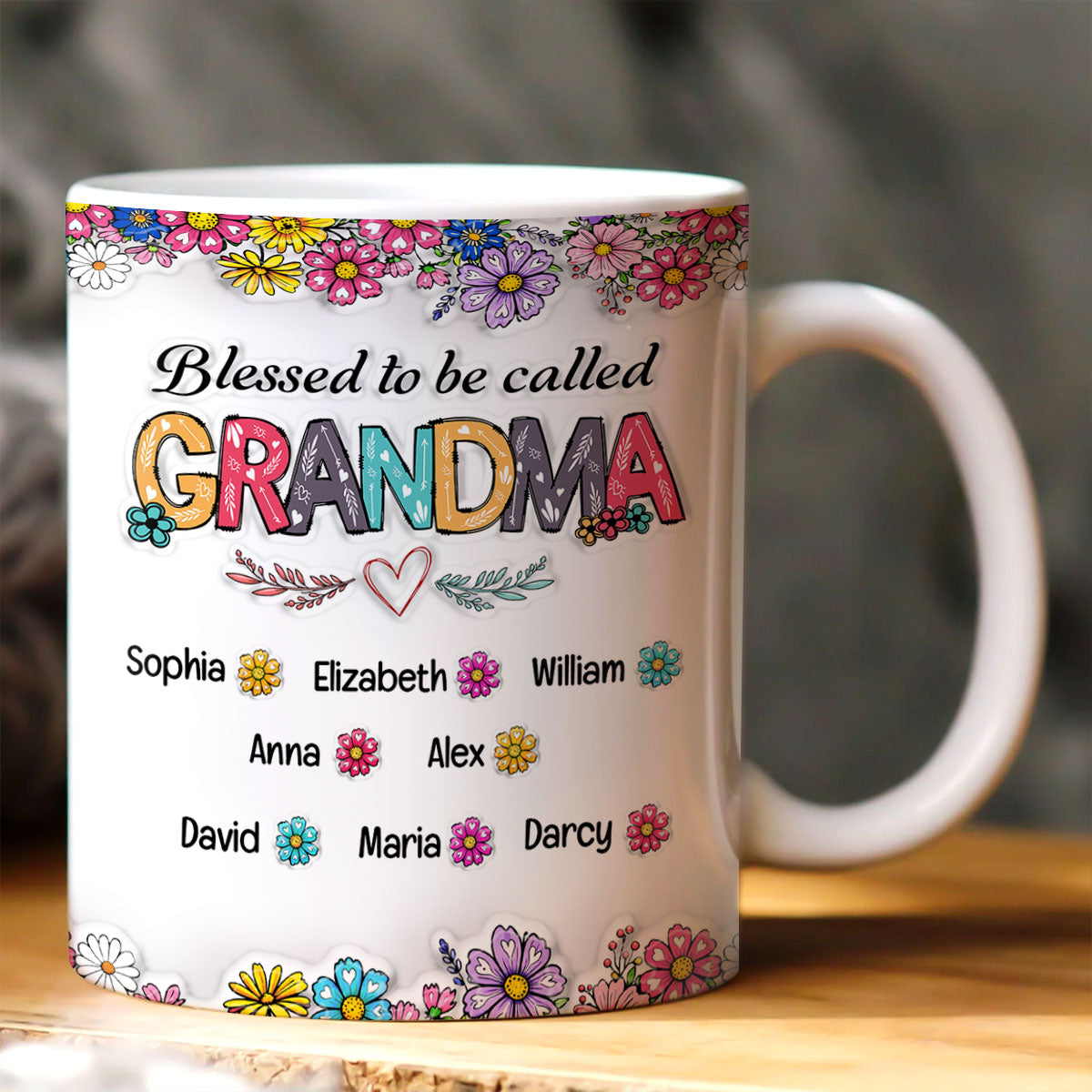 Blessed Nana Spring Flowers | Personalized Ceramic Coffee Mug