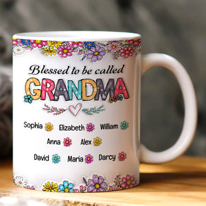 Blessed Nana Spring Flowers | Personalized Ceramic Coffee Mug