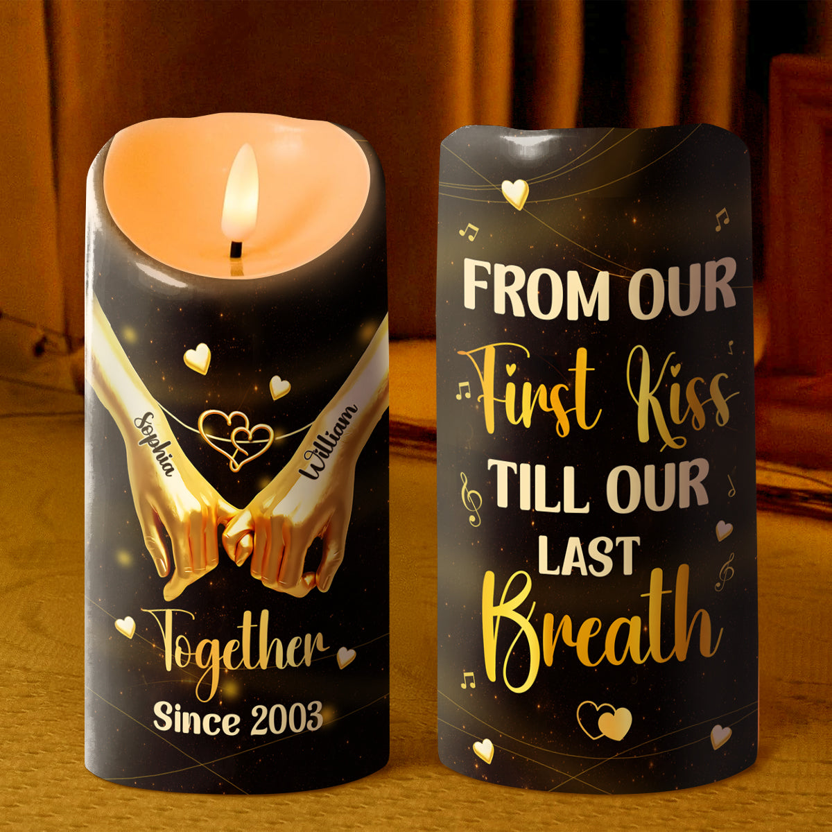 From Our First Kiss Till Our Last Breath - Personalized Flameless LED Candle