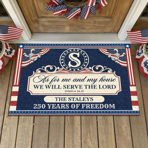 As For Me And My House We Will Serve The Lord | 250th Anniversary Personalized Doormat