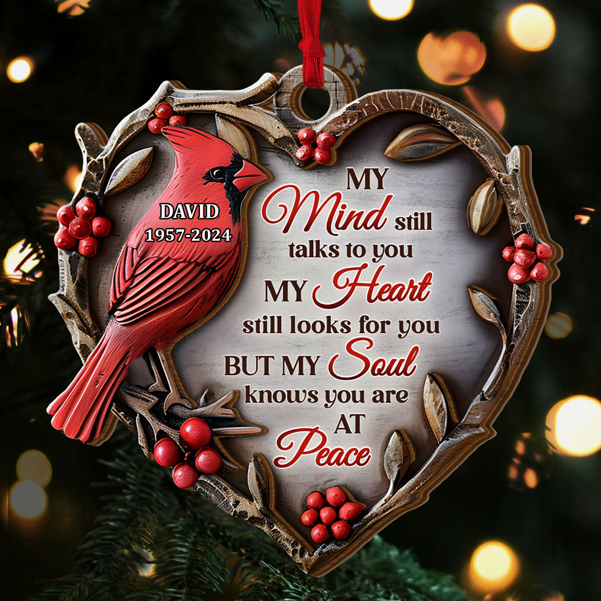My Soul Knows You Are At Peace - Personalized 2-Layered Wooden Ornament