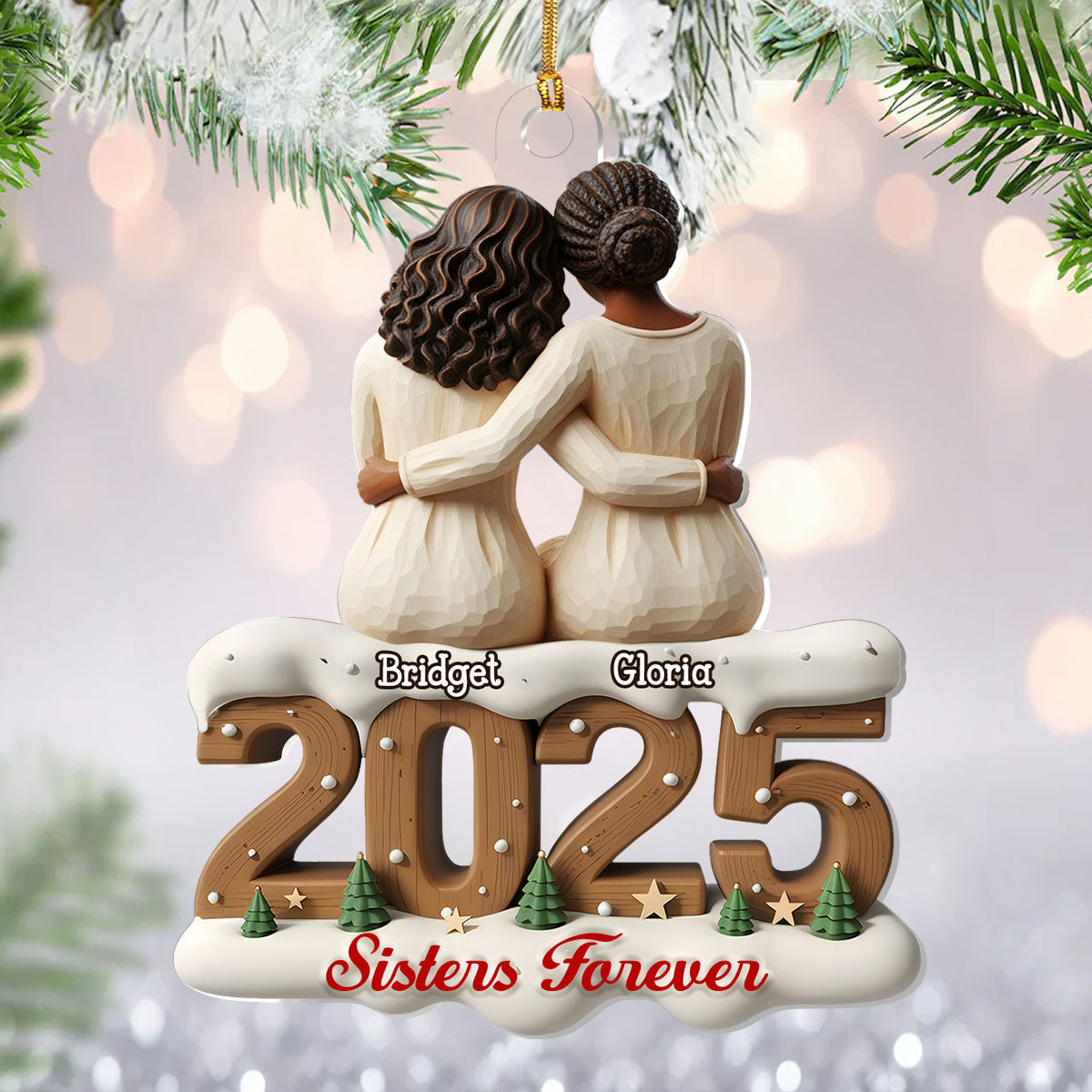 Sisters And Besties Forever - Personalized 1-Layer Acrylic Ornament