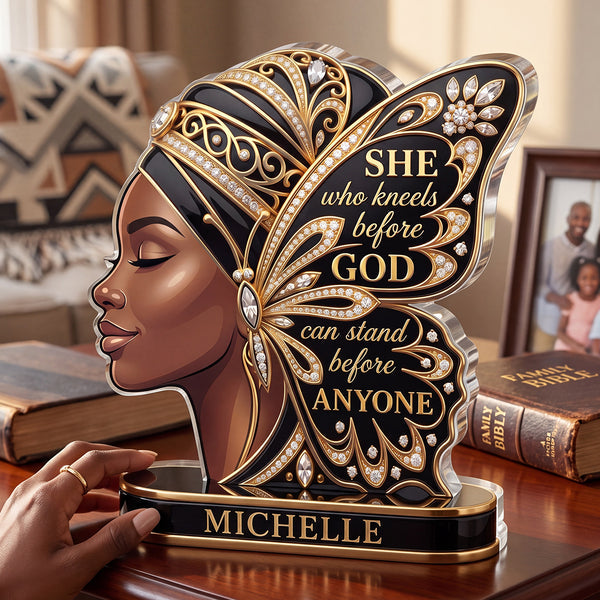 She Who Kneels Before God Butterfly - Personalized Custom Shaped Acrylic Plaque